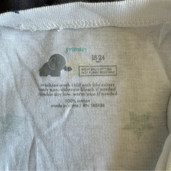 Primary Footie Zip-Up Pajamas, Size 18-24 Months 100% CottonWhite Stars Rainbow - Picture 7 of 7